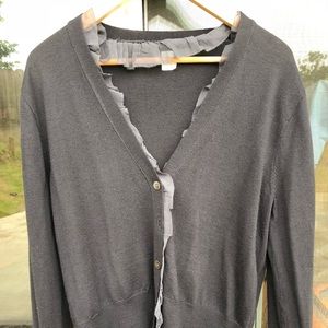 J.Crew slate blue ruffle cardigan